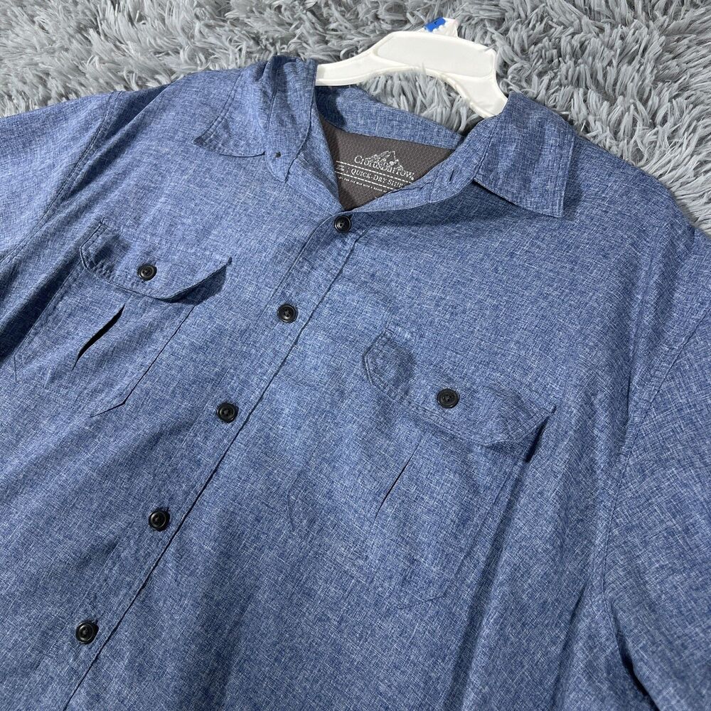 Croft And Barrow Shirt XL Blue Black Button Up Quick Dry Vented Outdoor Mens